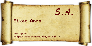 Siket Anna névjegykártya